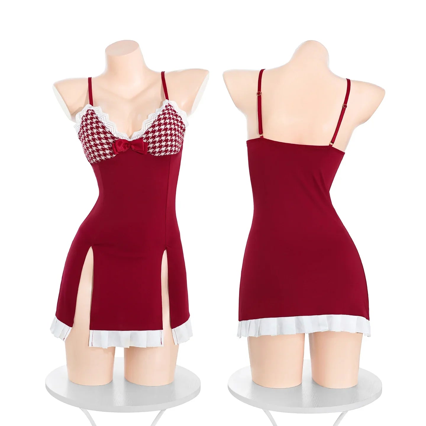 Red Striped Satin Lingerie